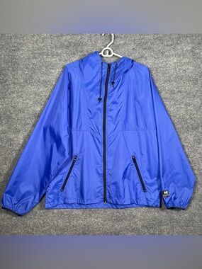 Helly Hansen Womens XL Blue Ripstop Hooded Full Zip Raincoat Lightweight Camping